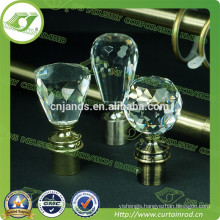 zinc alloy crystal curtain pole fitting single pole curtain rods